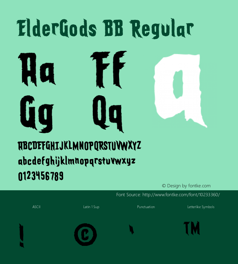 ElderGods BB Regular Version 1.000 Font Sample