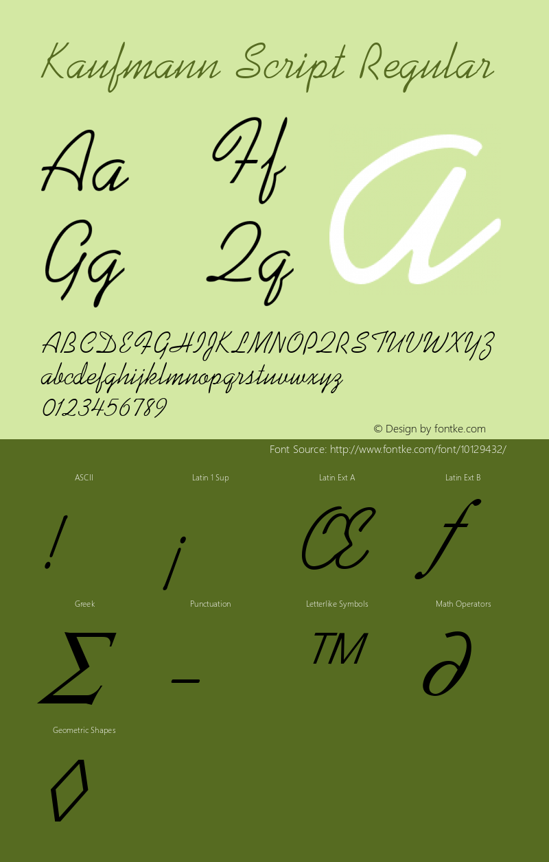 Kaufmann Script Regular Altsys Fontographer 3.5  12/2/92 Font Sample