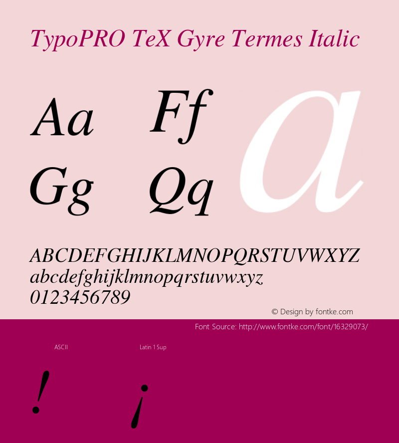 TypoPRO TeX Gyre Termes Italic Version 2.004;PS 2.004;hotconv 1.0.49;makeotf.lib2.0.14853 Font Sample