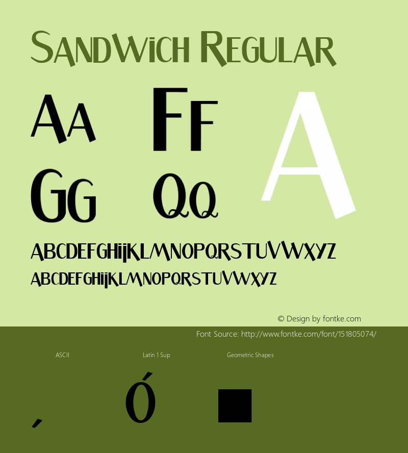 Sandwich Regular 1.0 Font Sample