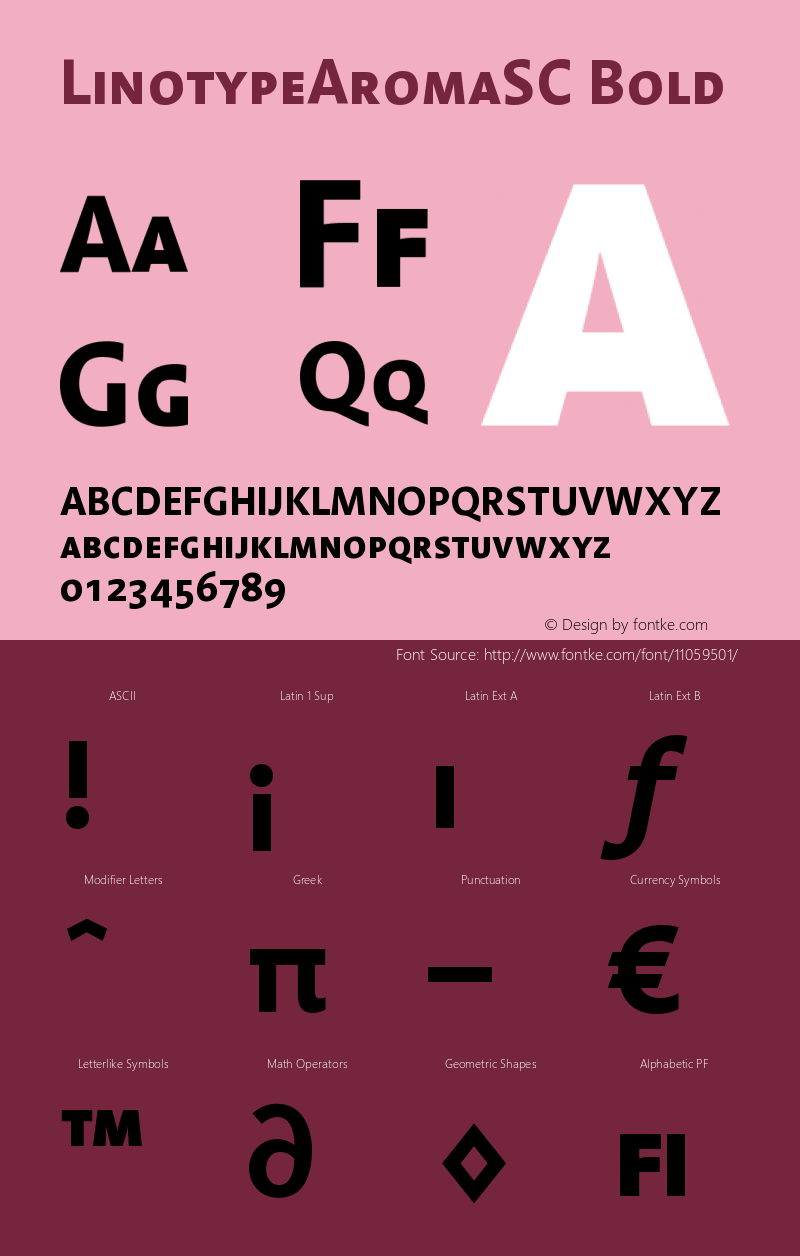 LinotypeAromaSC Bold Version 001.000 Font Sample