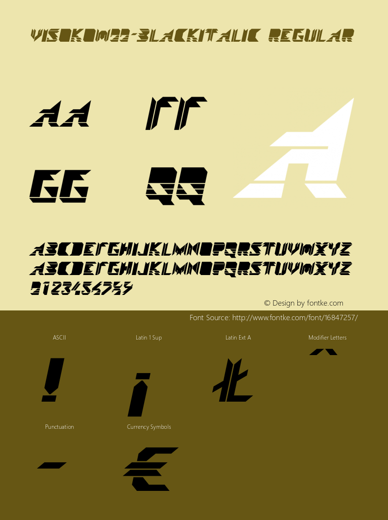 VisokoW00-BlackItalic Regular Version 1.10 Font Sample