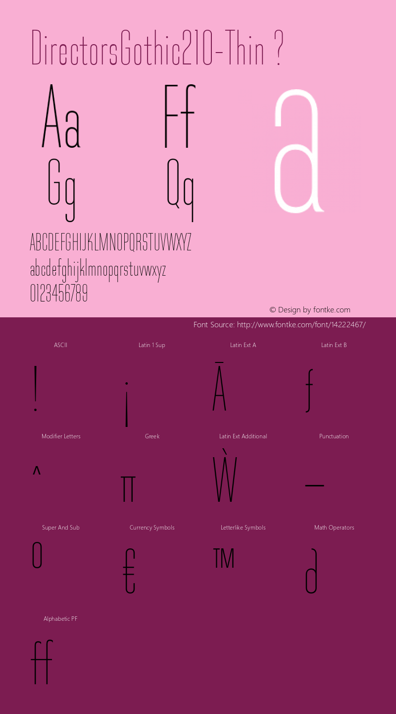 DirectorsGothic210-Thin ? Version 1.000;com.myfonts.lettering-inc.directors-gothic.210-thin.wfkit2.43vL Font Sample