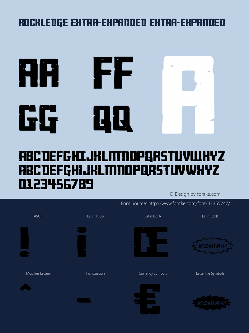 Rockledge Extra-Expanded Version 1.0; 2019 Font Sample