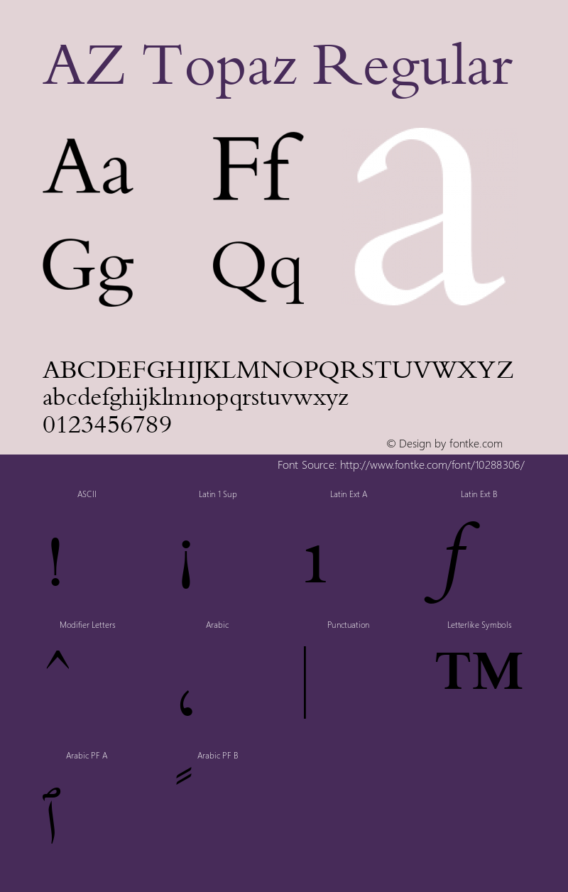 AZ Topaz Regular Glyph Systems 5-April-96 Font Sample