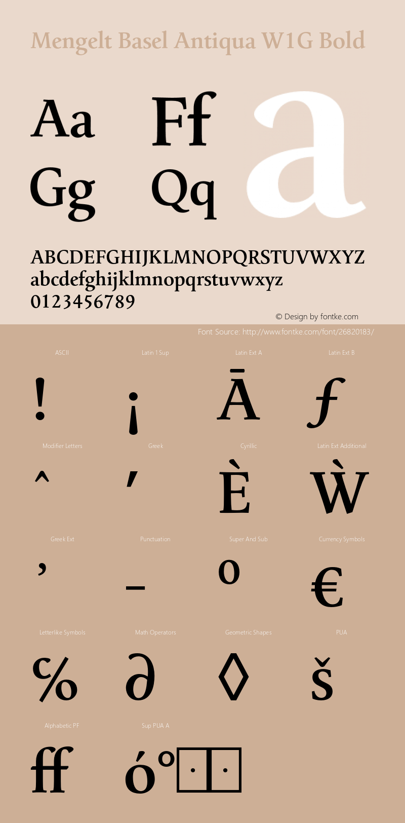 Mengelt Basel Antiqua W1G Bold Version 2.000 Font Sample