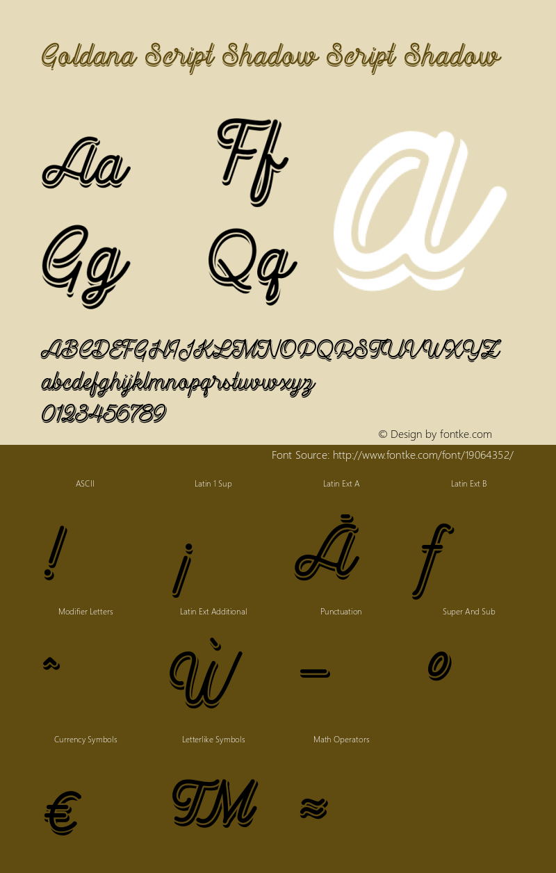 Goldana Script Shadow Script Shadow 001.000 Font Sample