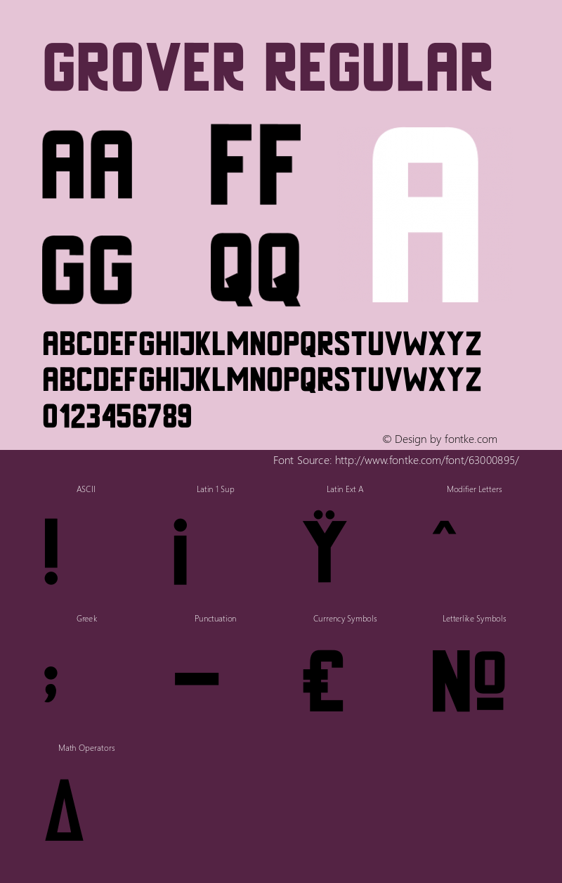 Grover Version 1.00;May 12, 2020;FontCreator 12.0.0.2567 32-bit Font Sample