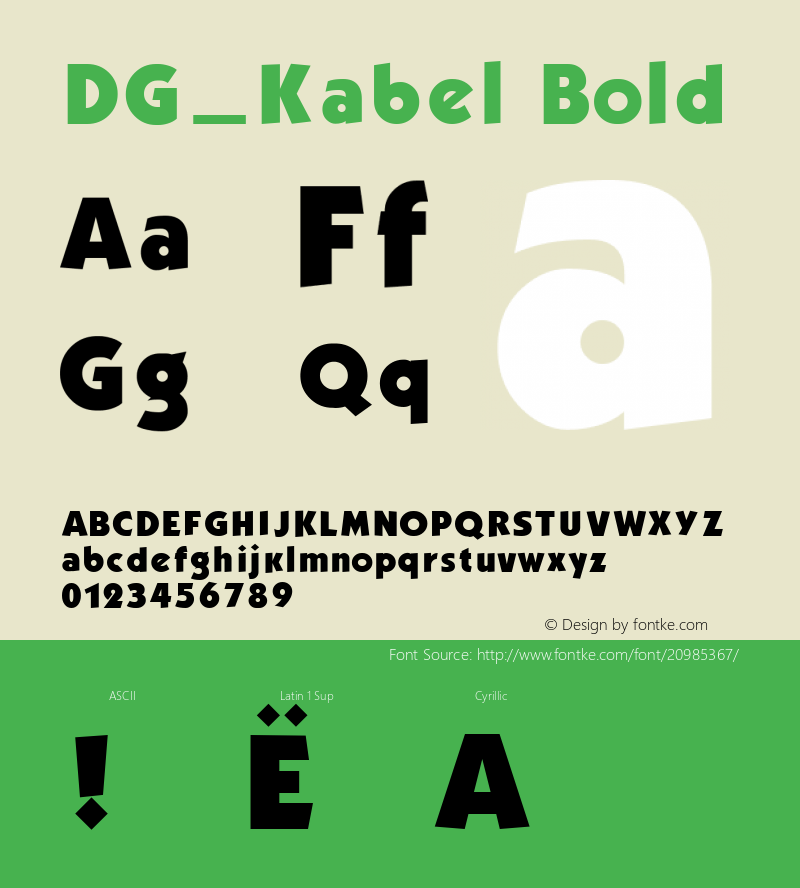 DG_Kabel Bold 1.0 Fri Jun 18 08:56:06 1993 Font Sample