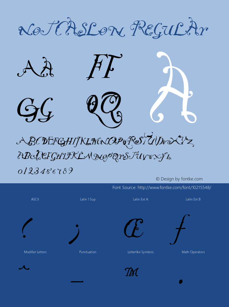 NotCaslon Regular Version 1.00 Font Sample