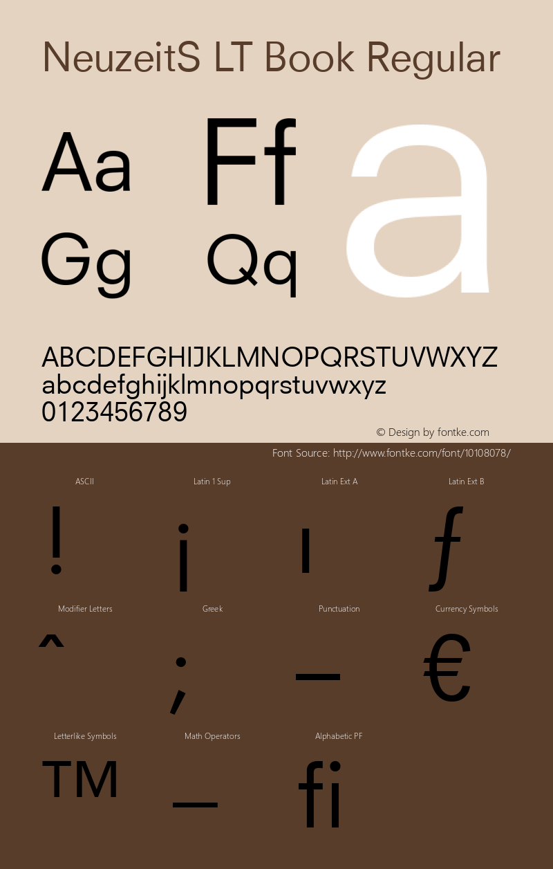 NeuzeitS LT Book Regular Version 6.1; 2002 Font Sample