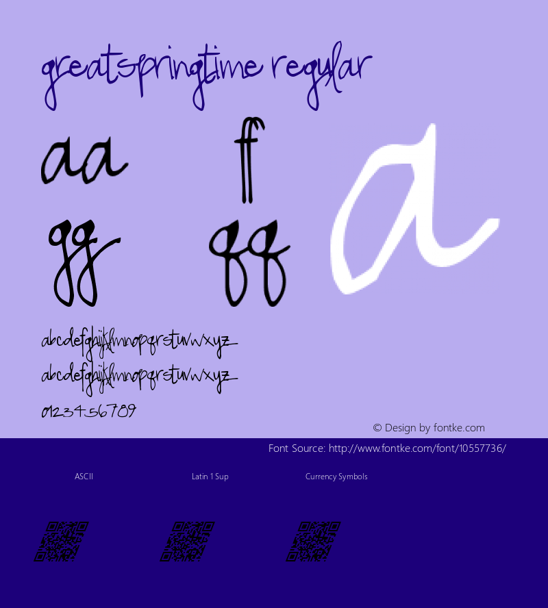 GreatSpringtime Regular Version 1.00 May 26, 2014, initial release Font Sample