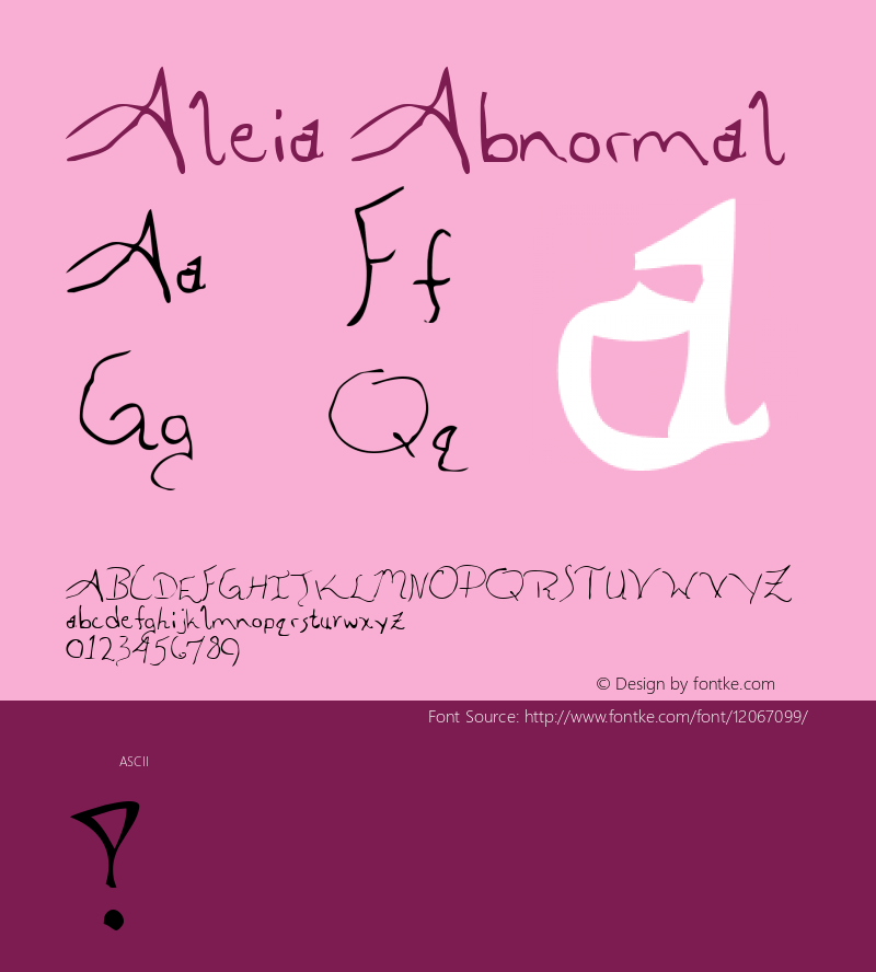 Aleia Abnormal 1.0 Sun May 21 10:35:48 1995 Font Sample