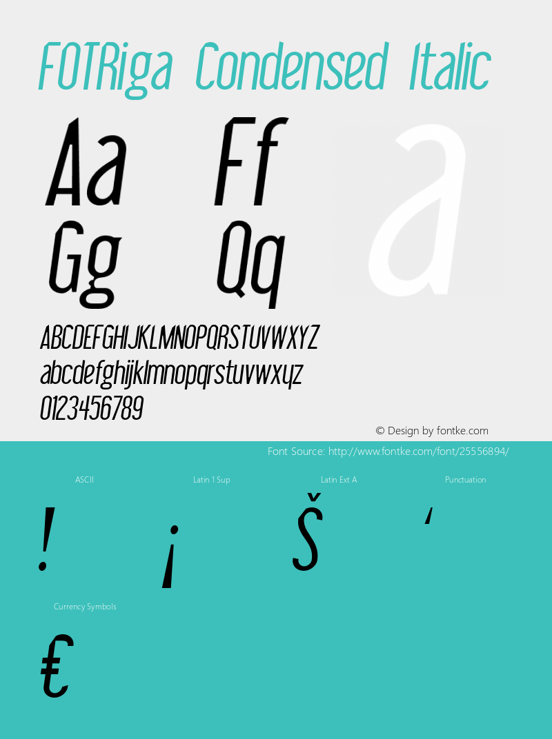 FOTRiga-CondensedItalic Version 1.000 Font Sample