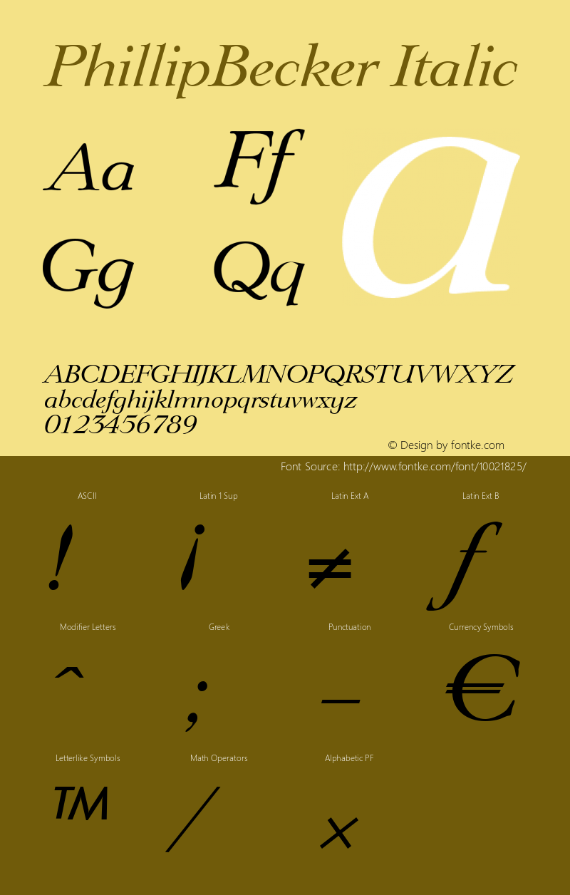 PhillipBecker Italic 001.000 Font Sample