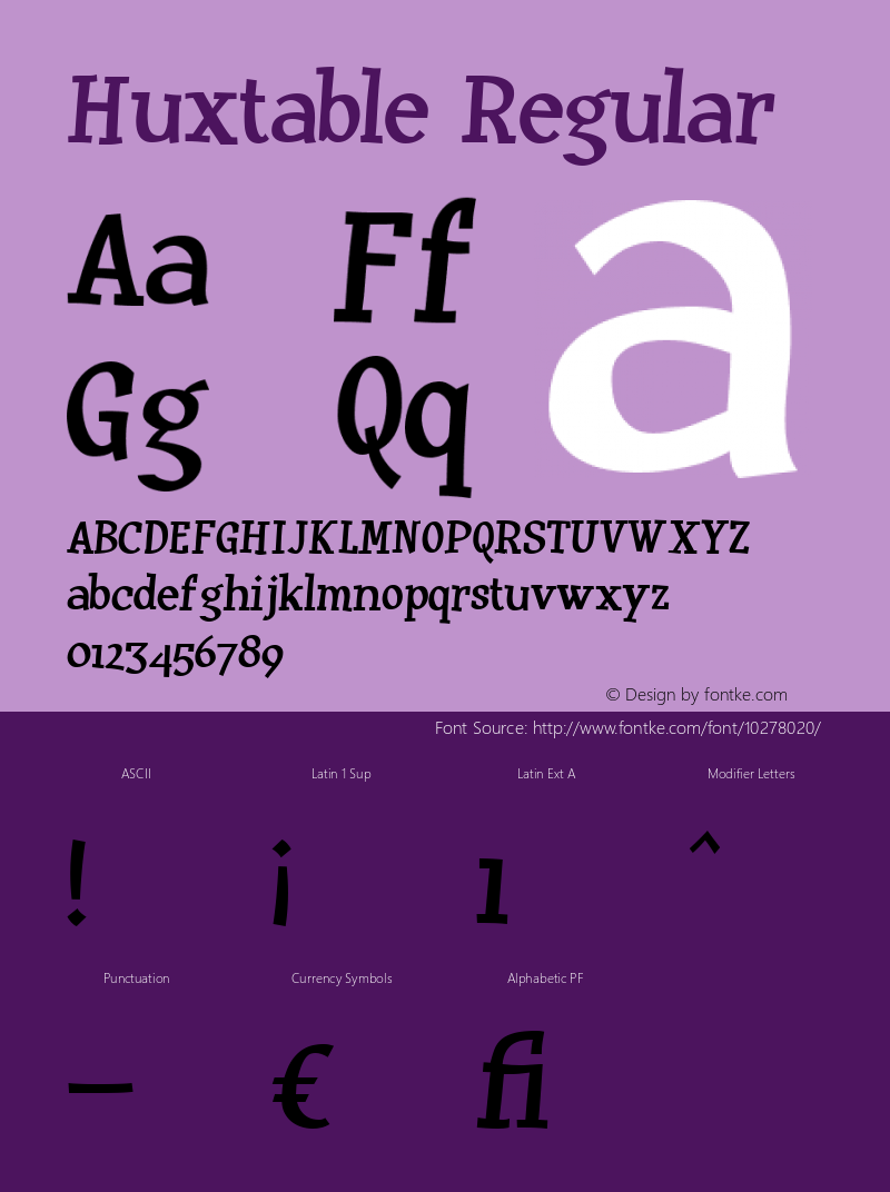 Huxtable Regular OTF 3.100;PS 001.001;Core 1.0.29 Font Sample