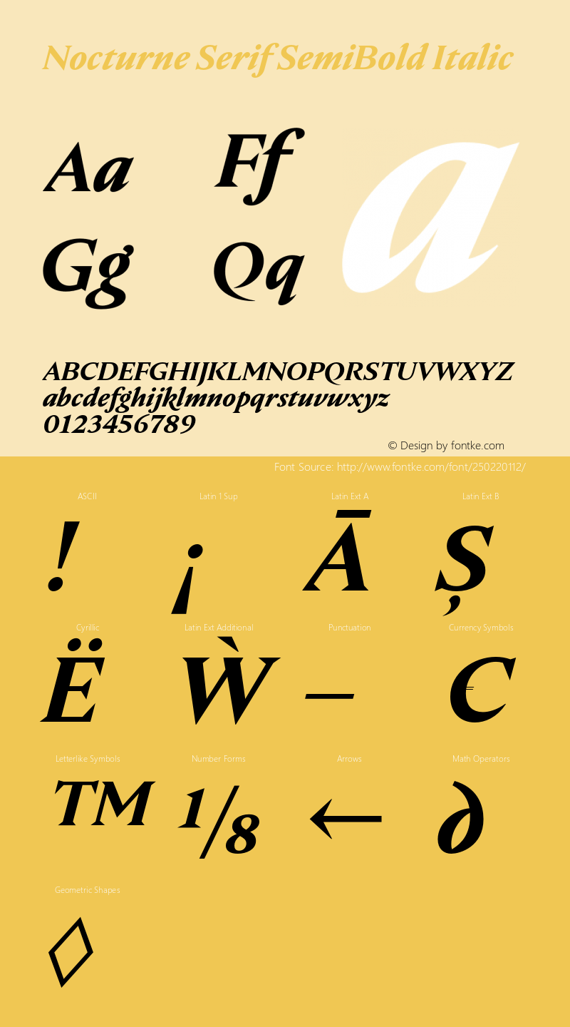 Nocturne Serif SemiBold Italic Version 1.000;PS 001.000;hotconv 1.0.88;makeotf.lib2.5.64775图片样张