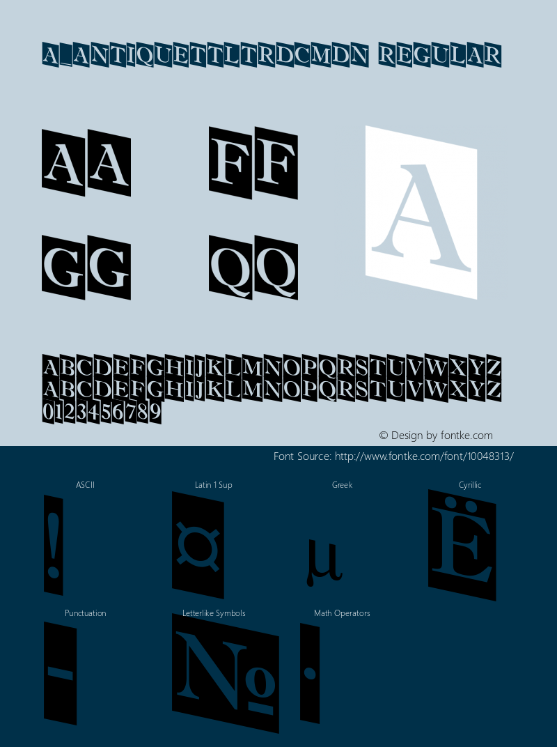 a_AntiqueTtlTrdCmDn Regular Macromedia Fontographer 4.1 26.08.97 Font Sample