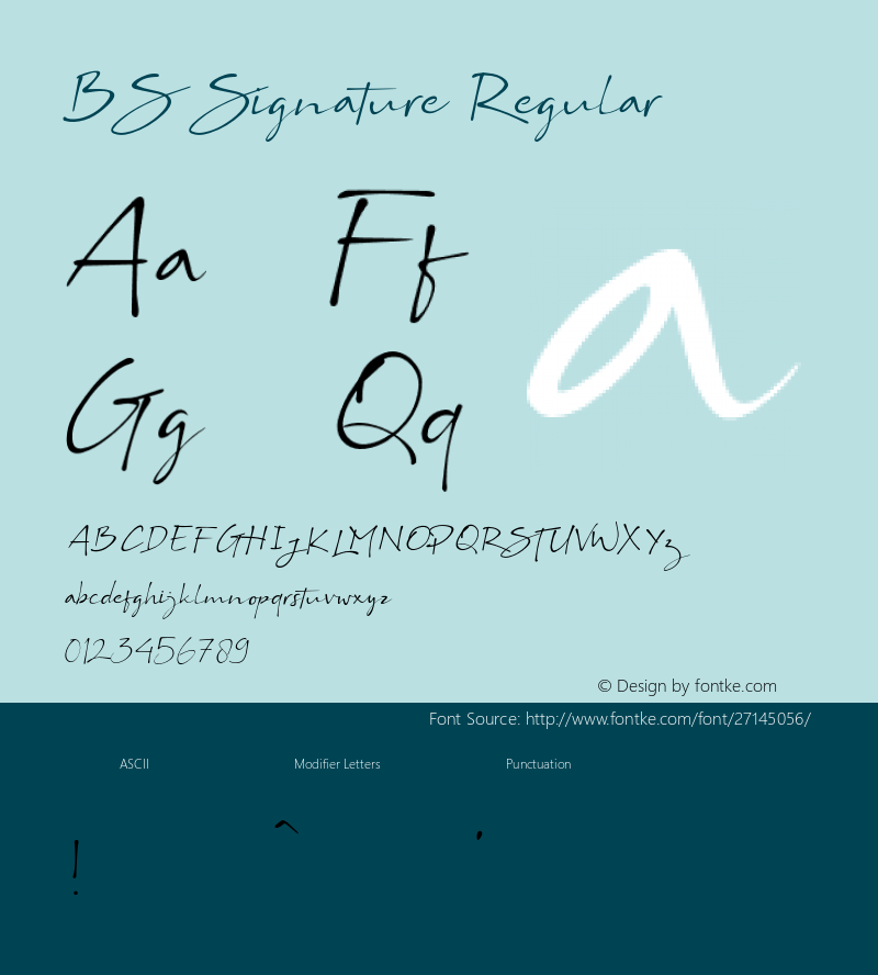 BS Signature Version 1.000 Font Sample