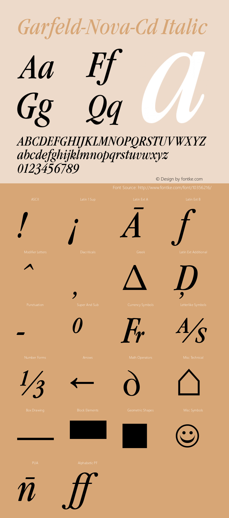 Garfeld-Nova-Cd Italic Version 1.00 April 19, 2006, initial release Font Sample