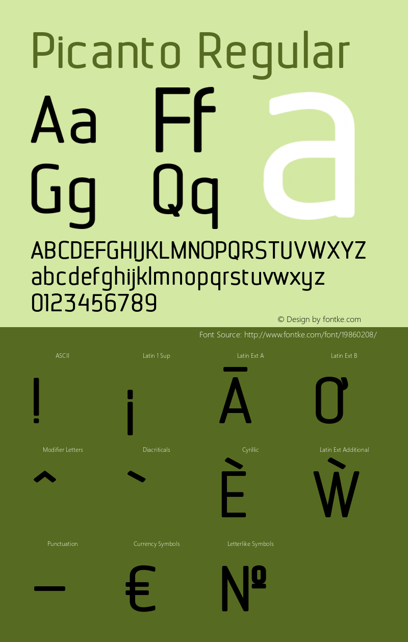 Picanto 1.0 Font Sample