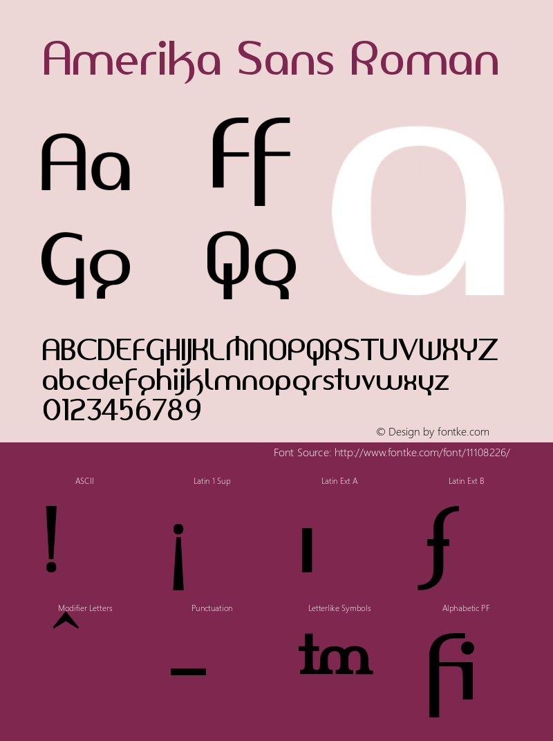 Amerika Sans Roman Version 001.000 Font Sample