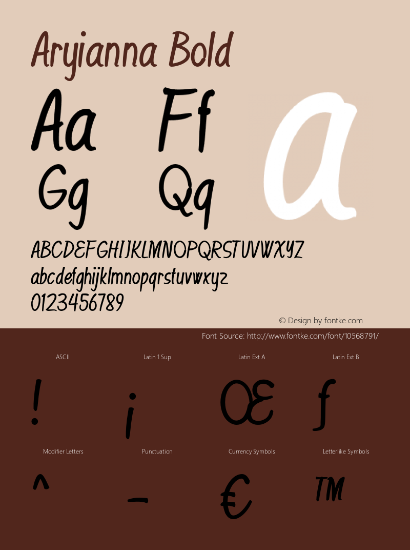 Aryianna Bold Version 1.000 Font Sample