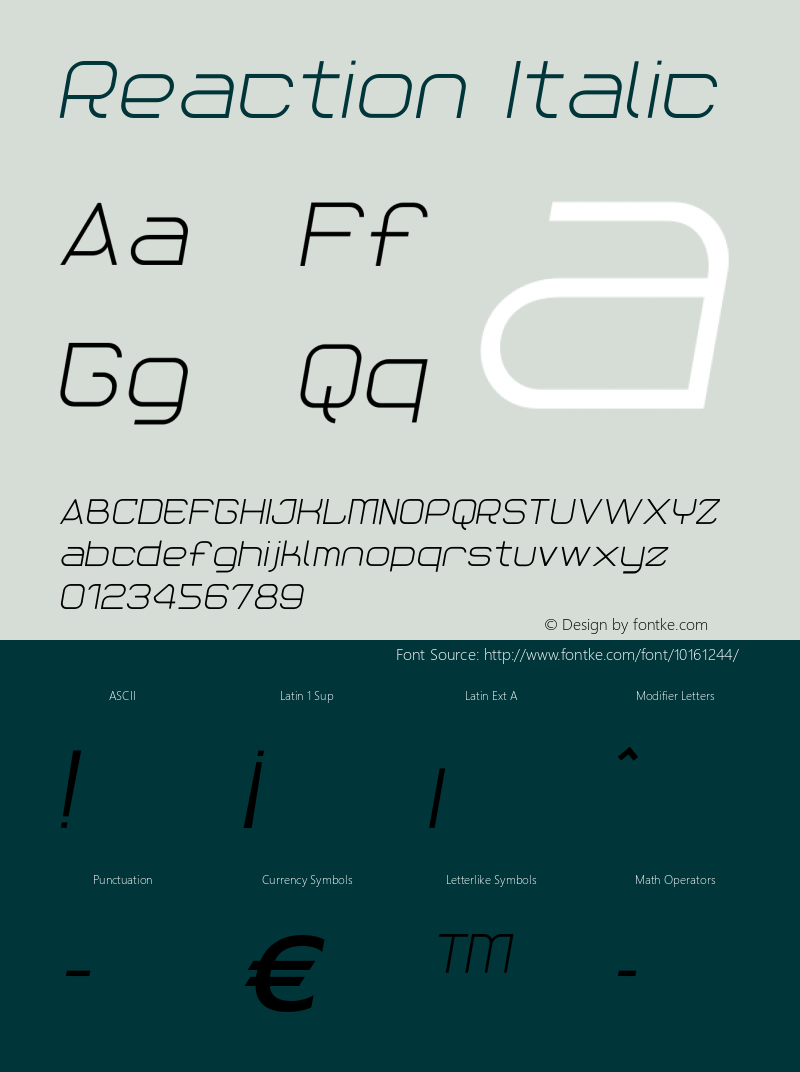 Reaction Italic OTF 1.0;PS 001.000;Core 116;AOCW 1.0 161 Font Sample