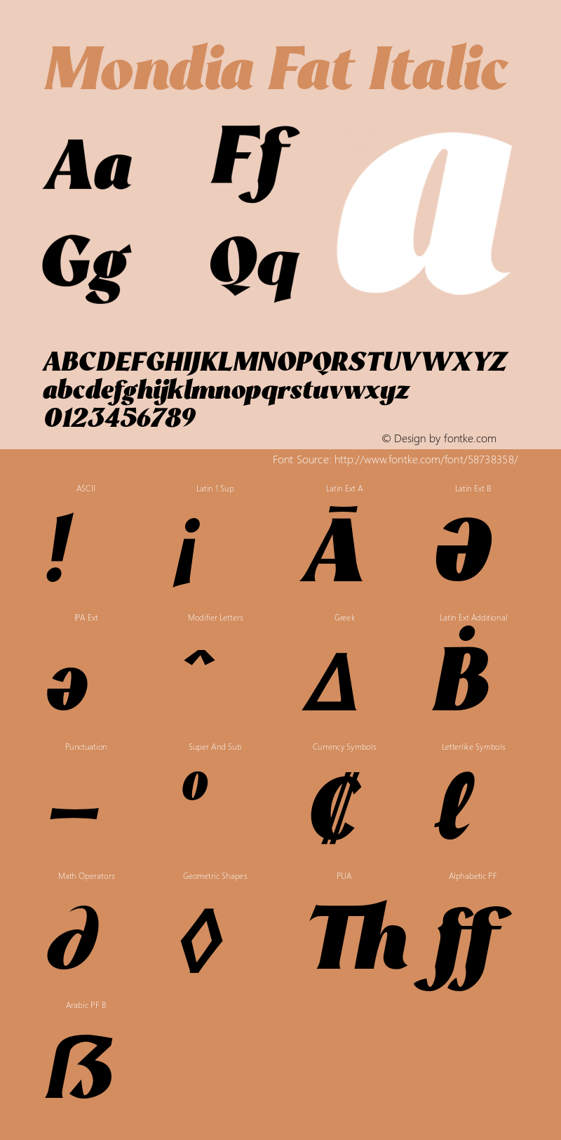 MondiaFatItalic Version 1.000 Font Sample