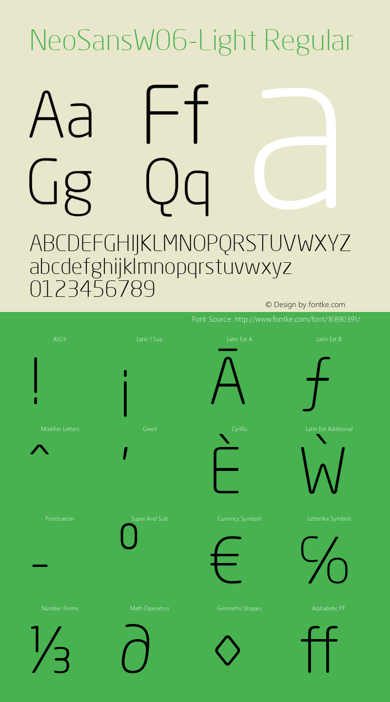 NeoSansW06-Light Regular Version 1.0 Font Sample