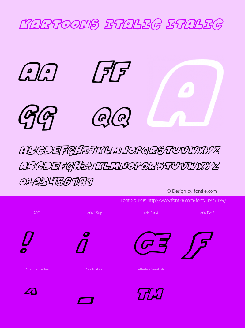 Kartoons Italic Italic 001.000 Font Sample