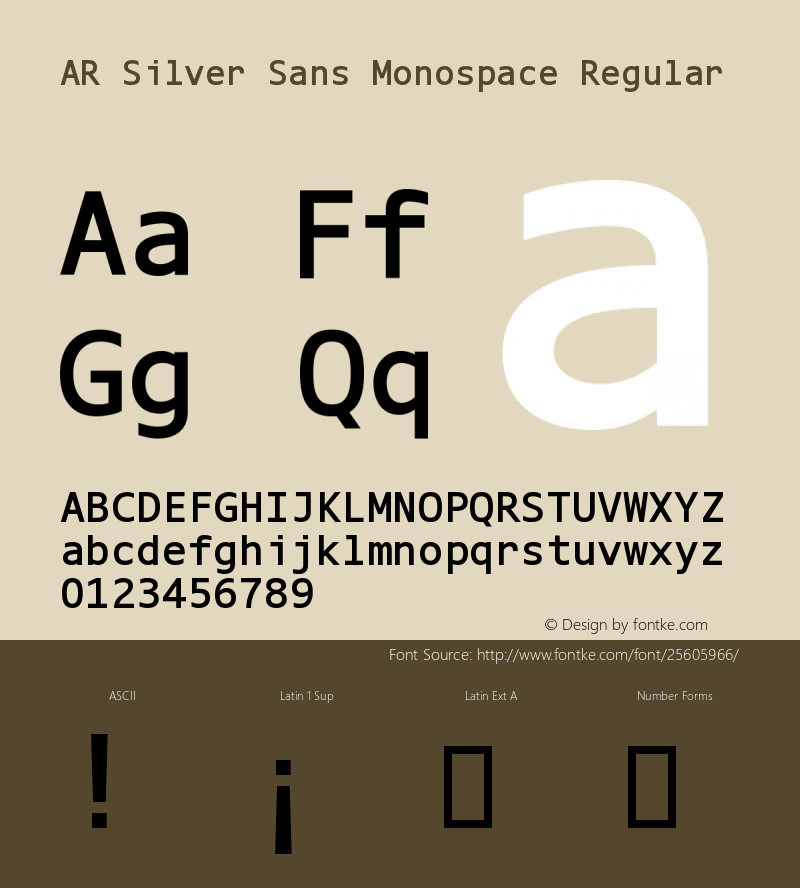 AR Silver Sans Monospace Version 1.10 Font Sample