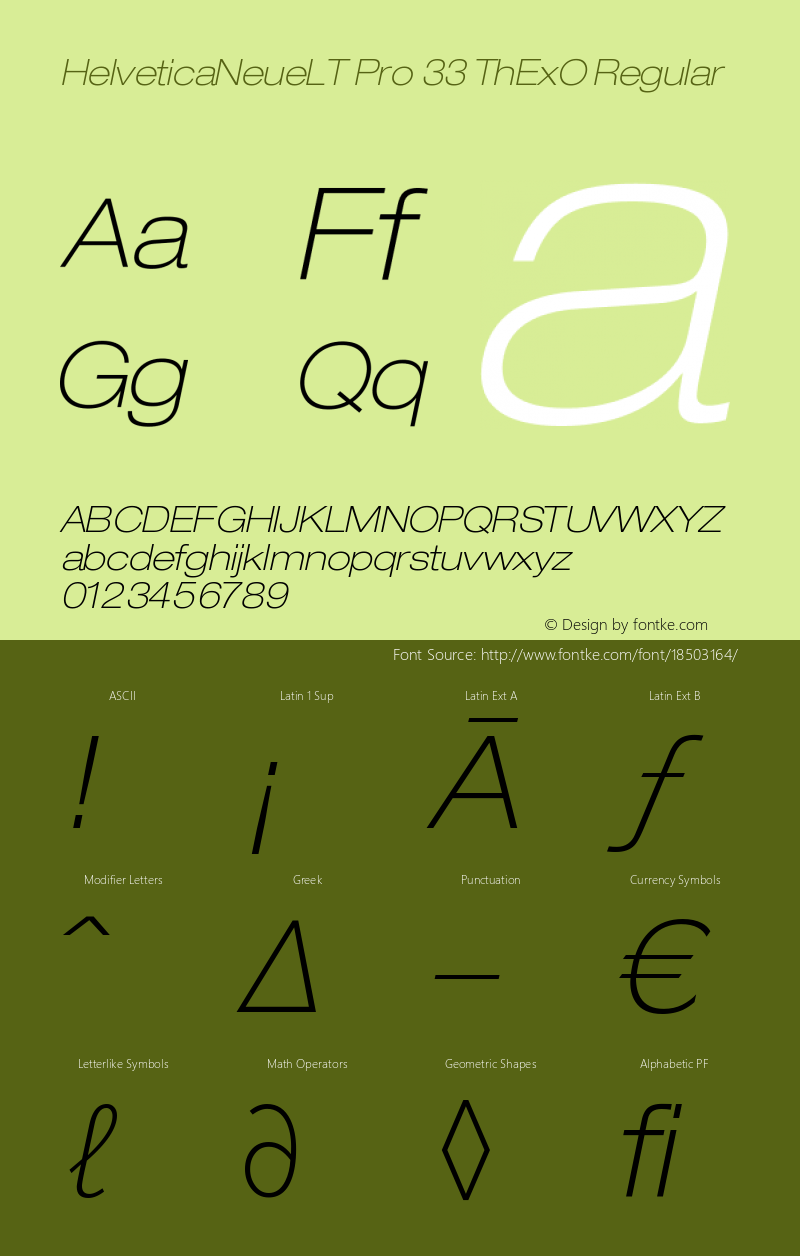 HelveticaNeueLT Pro 33 ThExO Regular Version 1.400;PS 001.004;hotconv 1.0.38 Font Sample