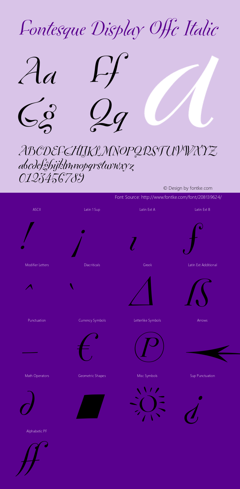 Fontesque Display Offc Italic Version 7.504; 2010; Build 1001图片样张