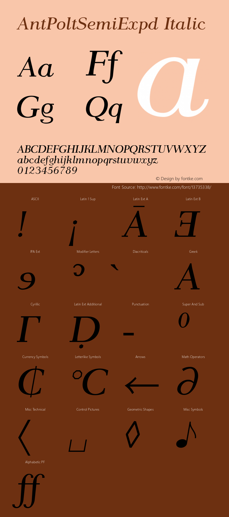 AntPoltSemiExpd Italic Version 1.101 Font Sample