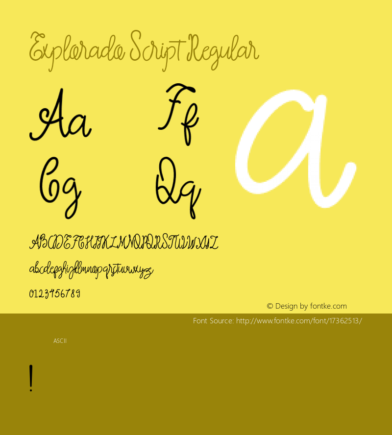 Explorado Script Regular Version 1.000 Font Sample