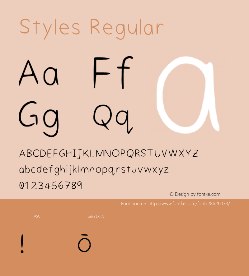 Styles Regular Version 001.001 Font Sample