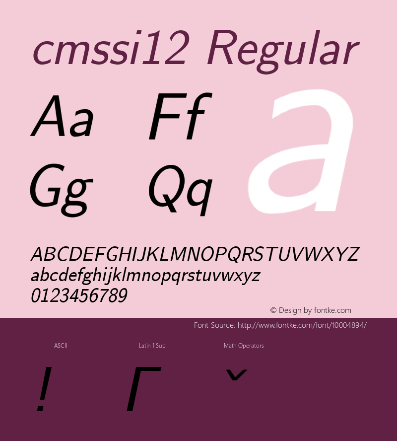 cmssi12 Regular 1.1/12-Nov-94 Font Sample