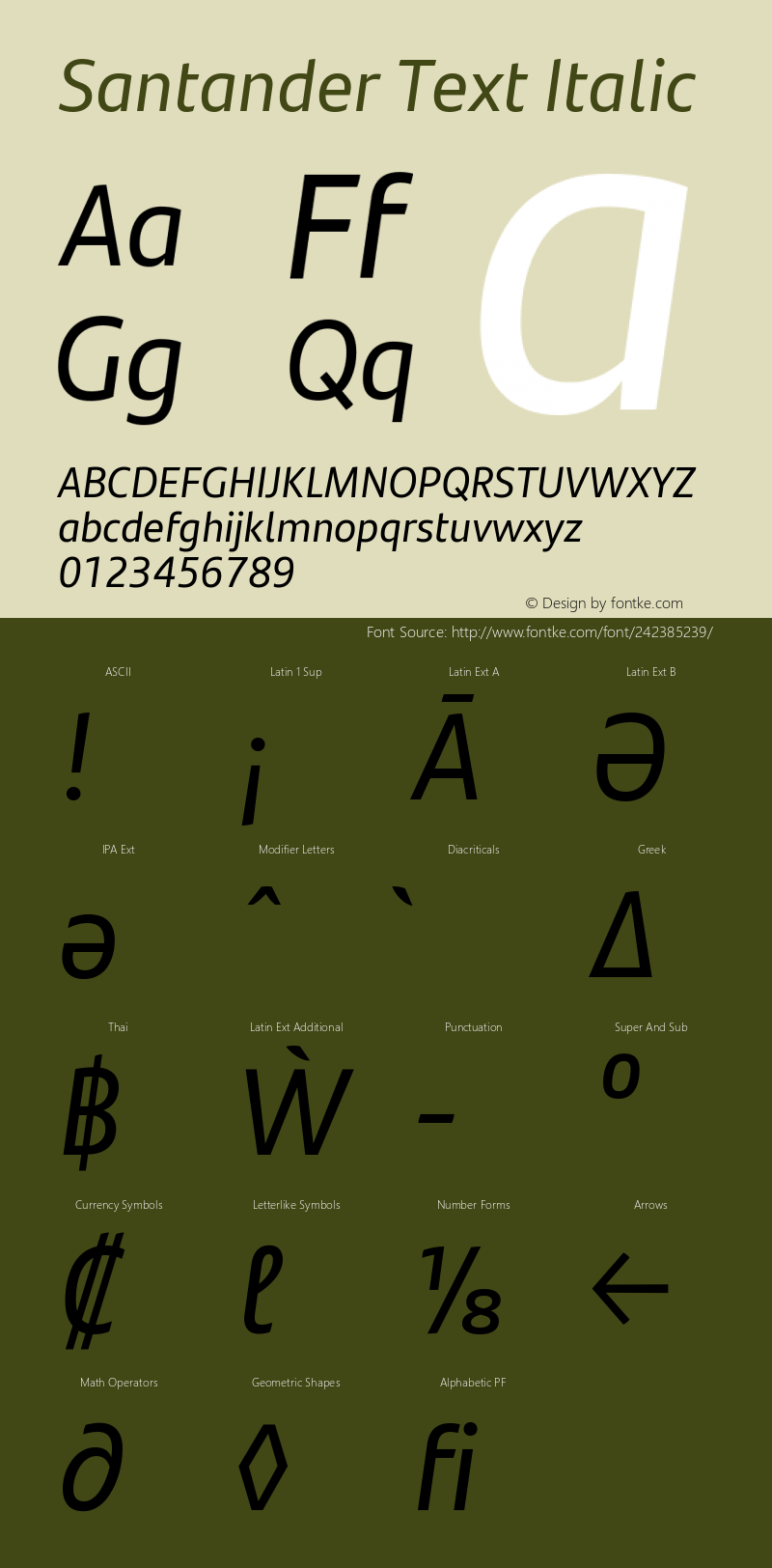 Santander Text Italic Version 1.01, build 3, s3图片样张