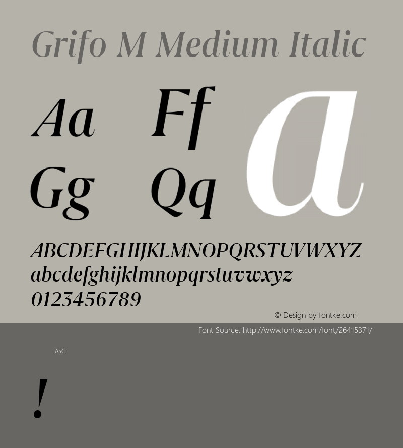 GrifoMMedium Version 1.0 Font Sample