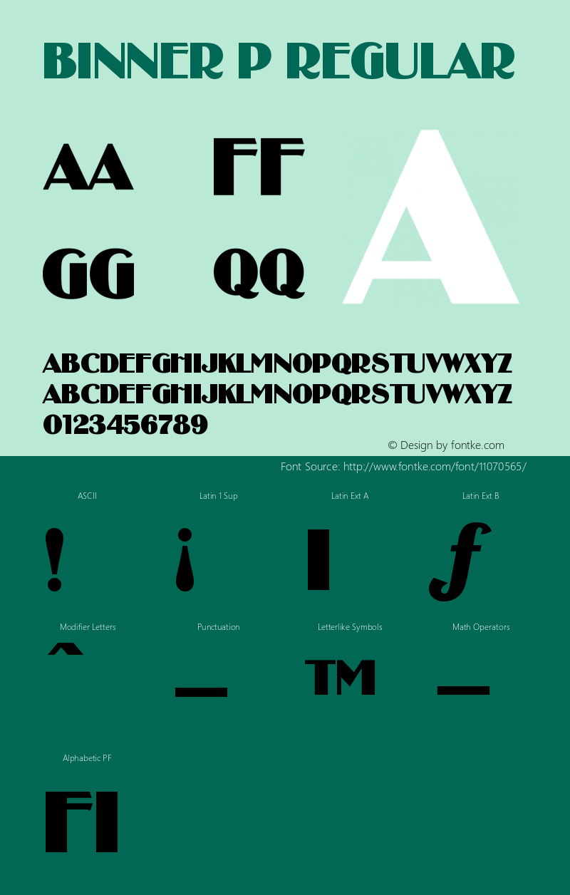 Binner P Regular Version 001.005 Font Sample