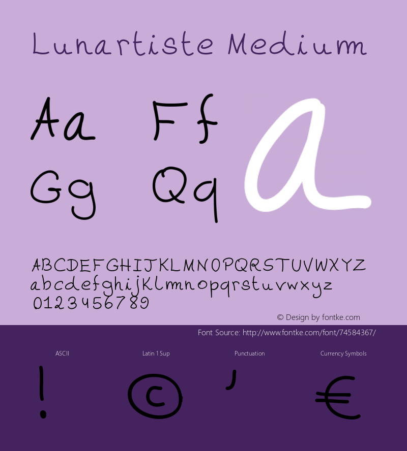 Lunartiste Version 001.000 Font Sample