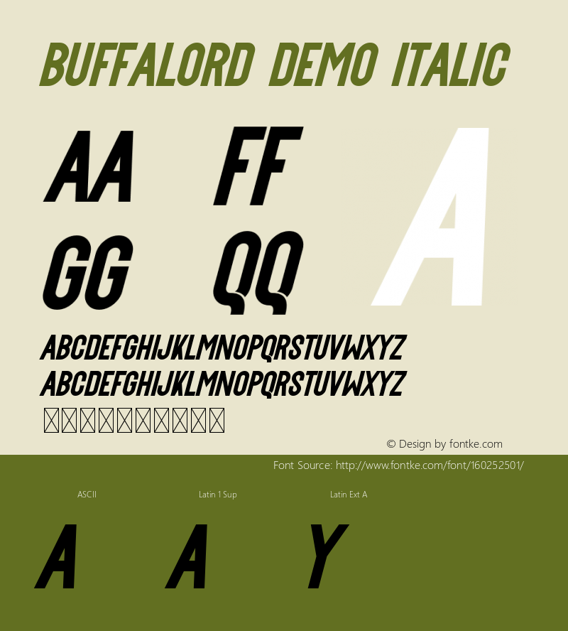 Buffalord Demo Italic Version 1.001;Fontself Maker 3.5.1 Font Sample