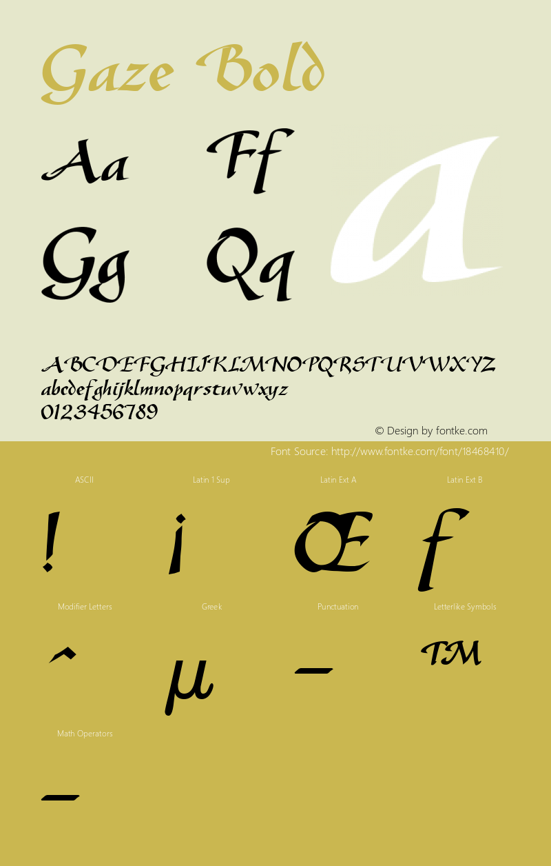 Gaze Bold Altsys Fontographer 4.1 1/4/95 Font Sample