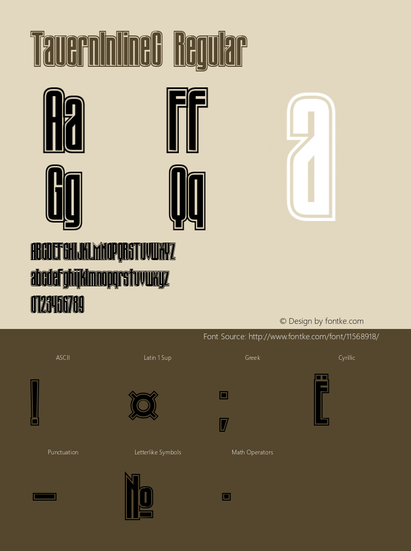 TauernInlineC Regular Version 001.000 Font Sample