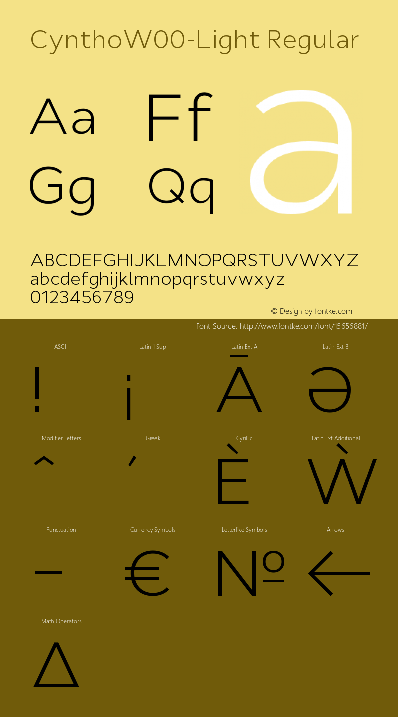 CynthoW00-Light Regular Version 1.00 Font Sample