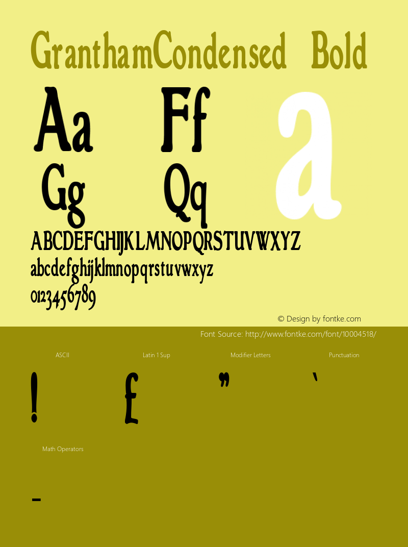 GranthamCondensed Bold 1.0 Font Sample