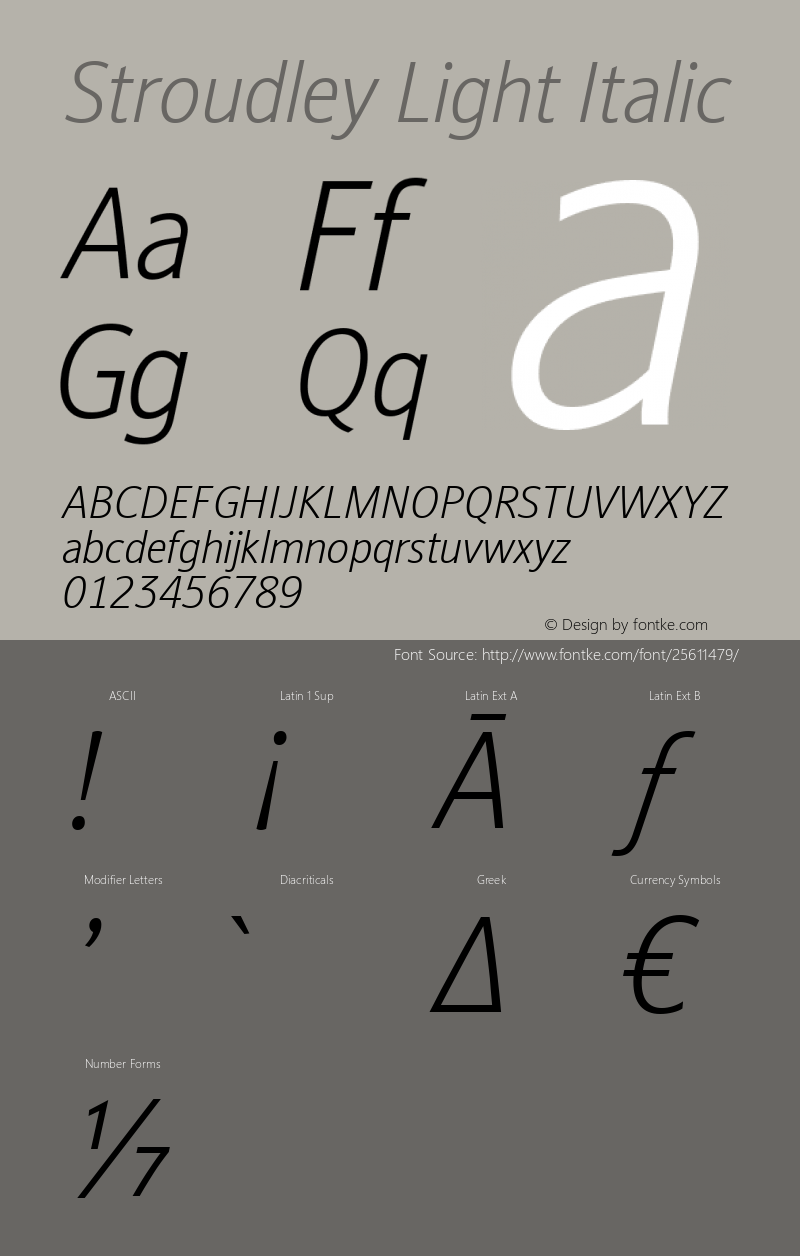 Stroudley Light Italic Version 2.000 Font Sample