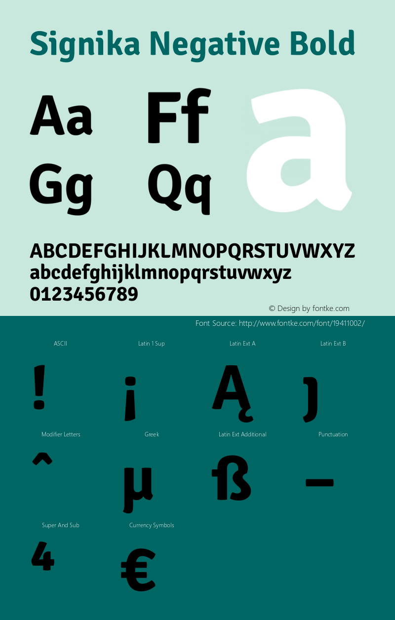 Signika Negative Bold Version 1.001 Font Sample