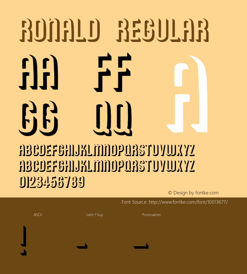 RONALD Regular Altsys Fontographer 3.5  3/17/97 Font Sample